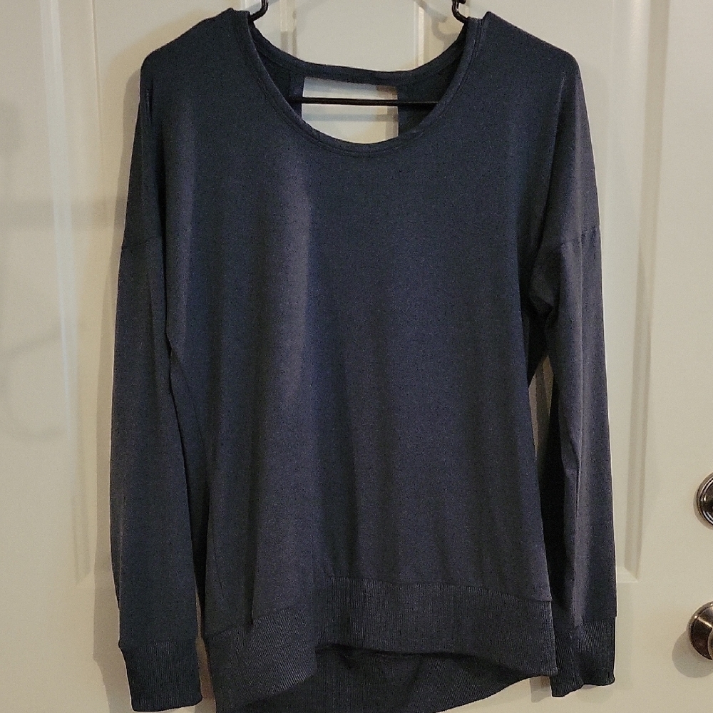 Blue GRAY Super Soft Yoga Top. Tulip Back Never Worn But Washed.